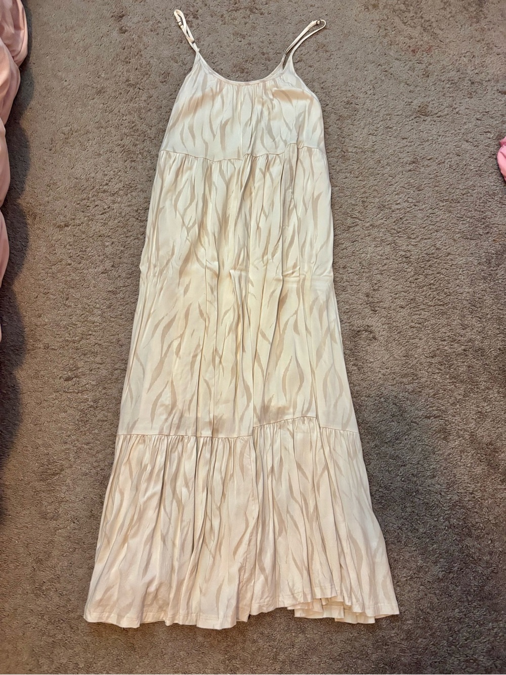 Z Supply Cream Tiered Maxi Dress with Subtle Wave Print
